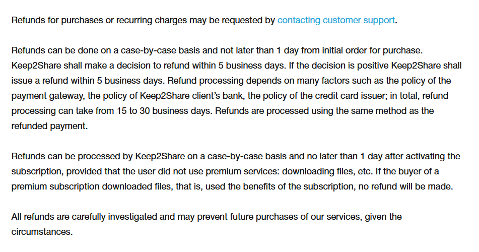 refunds keep2share k2s